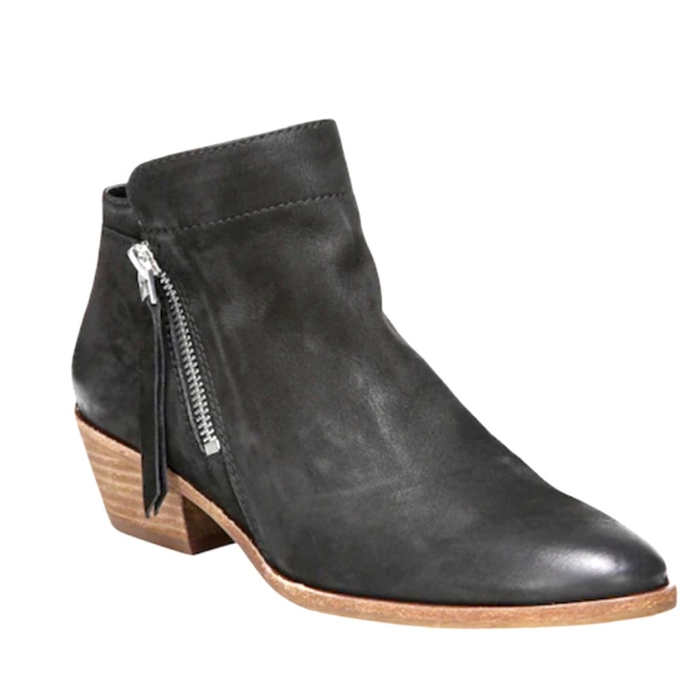 Sam Edelman PACKER Womens 8M Black Suede Leather‎ DualSide Zips Ankle Boots Fall